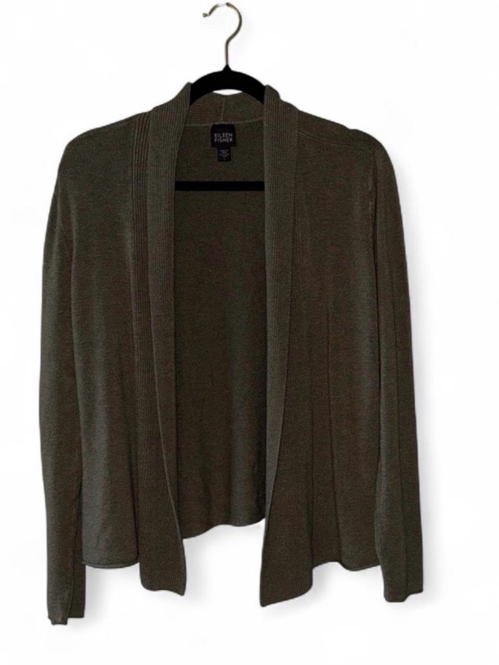Eileen Fisher Olive green Cozy Kint Open Front Cardian Size Large